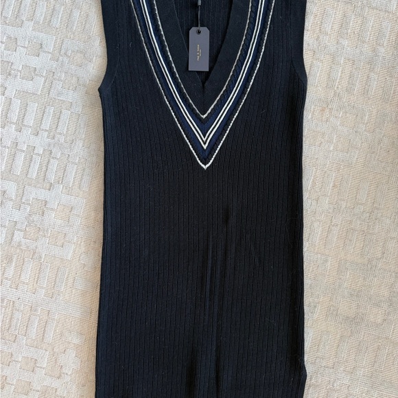 NWT Rag & Bone Black Sweater Dress with White Trim - Picture 6 of 7